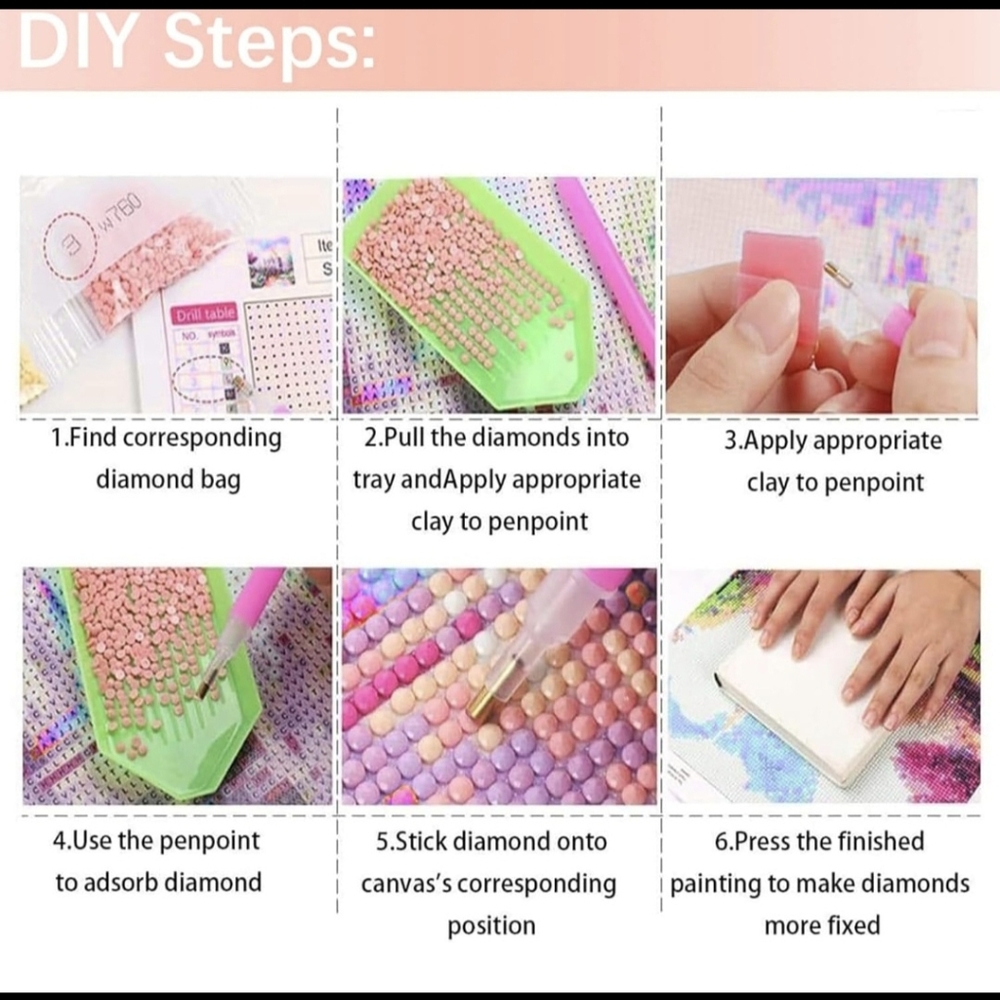 Baby Cow Rainbow Flower Hammock 5D Diamond Painting Kit New - Picture 6 of 7
